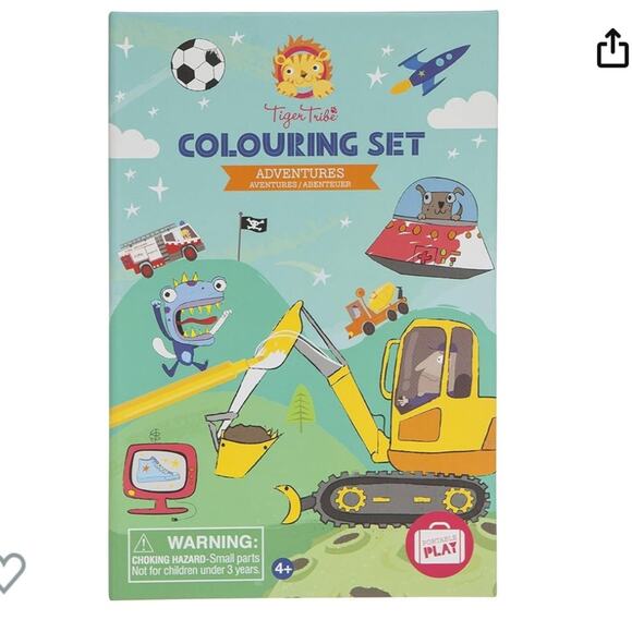 2pc lot Tiger Tribe Coloring Set Adventure & Mermaid Take Along Travel Art Kit - Picture 4 of 10